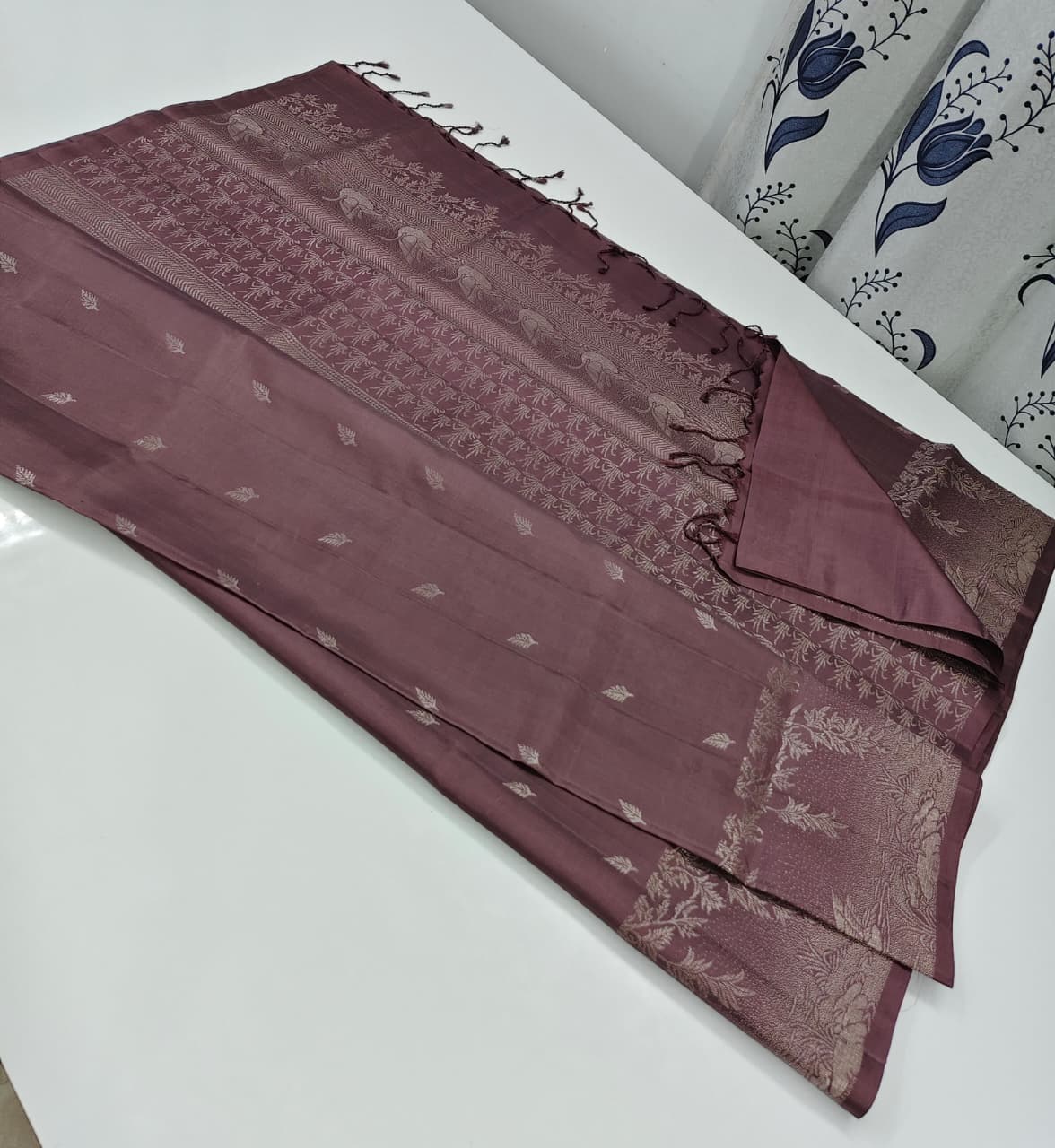 Mauve Purple Golden Zari Saree
